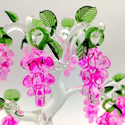 Crystal Glass Grape Tree Ornaments Home Decoration Holiday Gifts Christmas Tree Crafts (Color : Pink, Size : 6 Hangs)