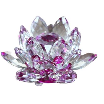 Crystal Lotus Flower Crafts Glass Paperweight Fengshui Ornaments Figurines Home Wedding Party Decor Gifts Souvenir (Color : Purple, Size : 60mm)