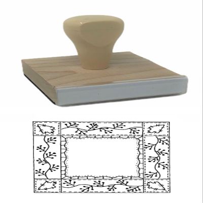 Hampton Studios Christmas Quilt Frame Rubber Stamp, 2 X 2 Wood Stamp