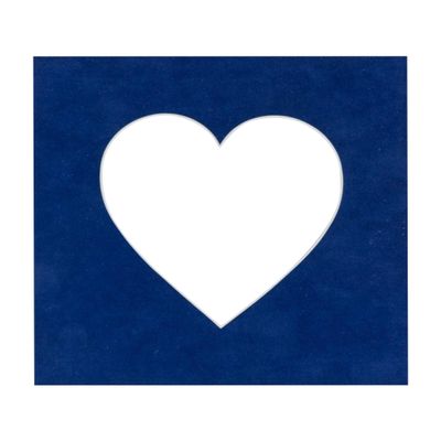 6x6 Mat Bevel Cut for 3x3 Photos - Precut Brooke Blue Suede Heart Shaped Photo Mat Board Opening - Acid Free Matte to Protect Your Pictures - Bevel Cut for Family Photos, Pack of 1 Matboard Show Kit