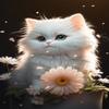 ZKOPAVS White Cat and Flower Diamond Painting Kits for Adults and Kids Full Drill Kits Gem Painting Arts for Beginners Home Wall Art Decor 12x12 in view 1