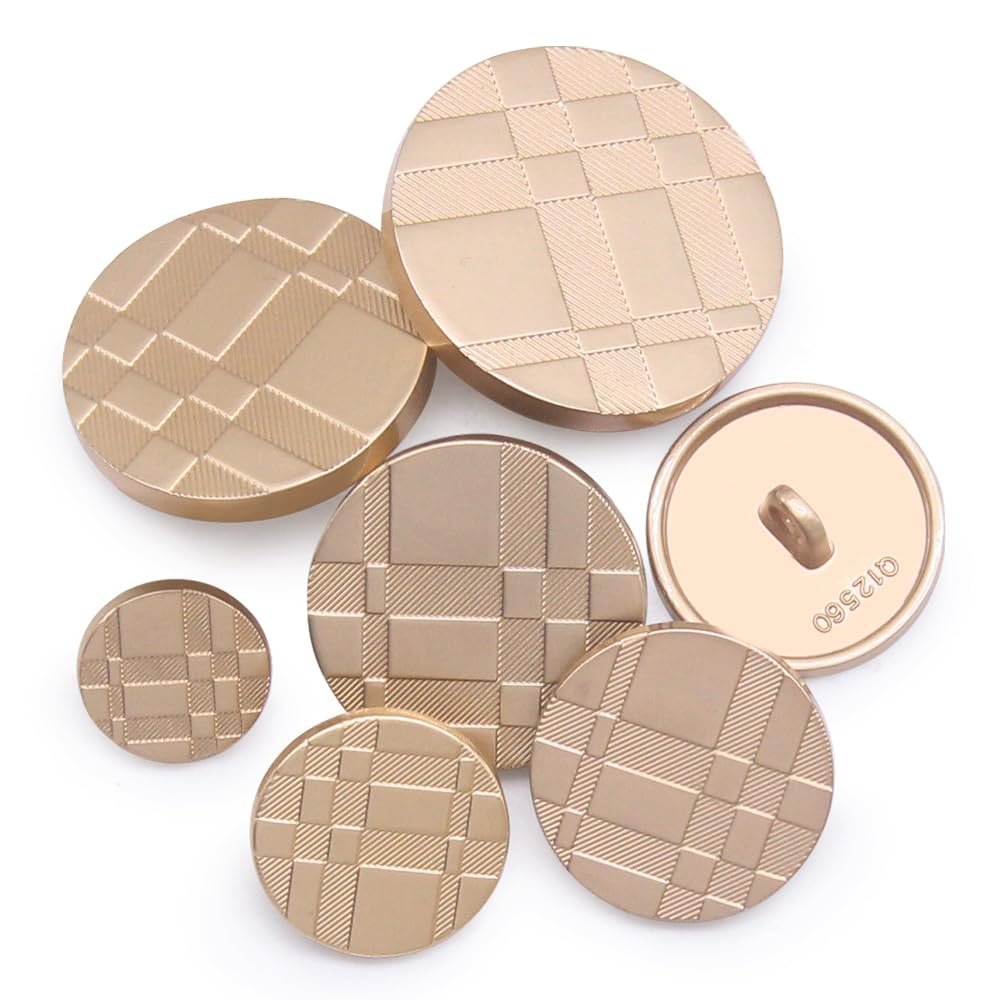 SEMINI 36 Pieces Mixed 6 Sizes Metal Button Alloy Shank Button Round Shaped Sewing Button for Women Men Suit Woolen Coat Shirt Trousers Sewing Crafts (Style087 Matt Gold)