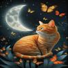 ZKOPAVS Diamond Painting Kits for Adults and Kids Orange Cat and Butterfly Moon Art Paint with Crystal Rhinestone Cross Stitch Round Full Drill Art 12X18 Inch view 1