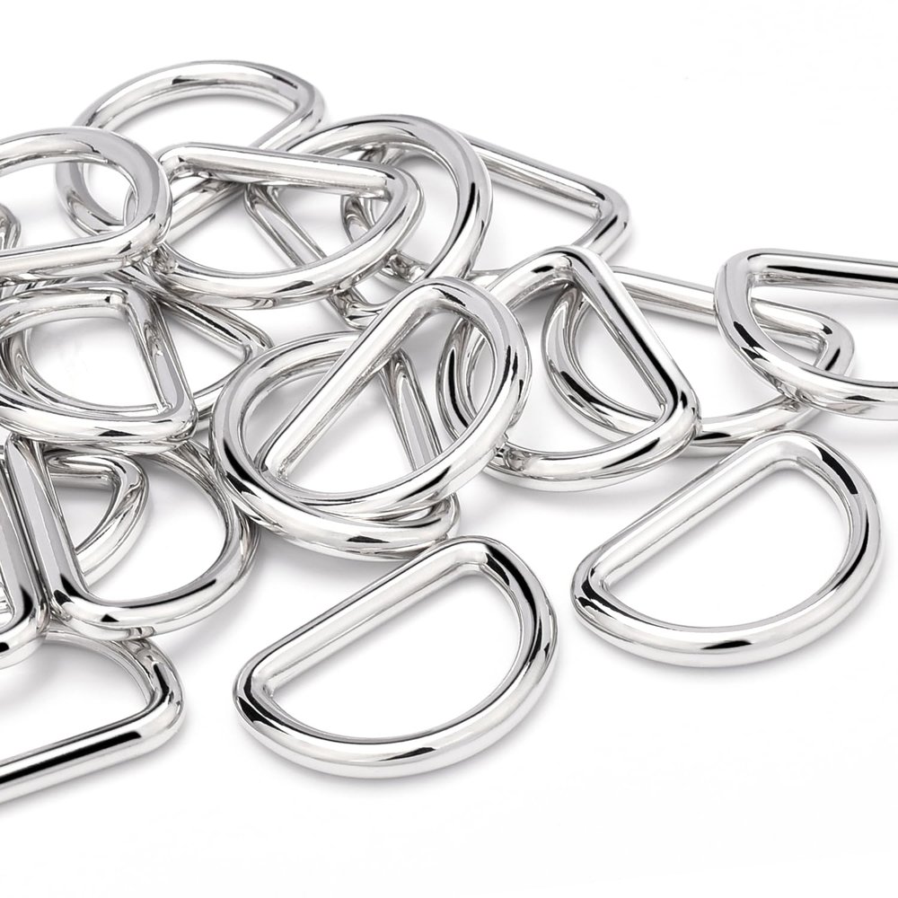24 Pack Metal D Ring 1 Inch Dog Collar Buckle Seamless D-Rings for Crafts Handbag Harness Webbing, Purse Hardware for Bag Making - Silver