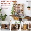Vividwood Folding Sewing Table, Multipurpose Sewing Machine Table with Compact Design, Wheels, Shelves, Bins, Pegs, Magnetic Locks (Rustic-Brown) view 3