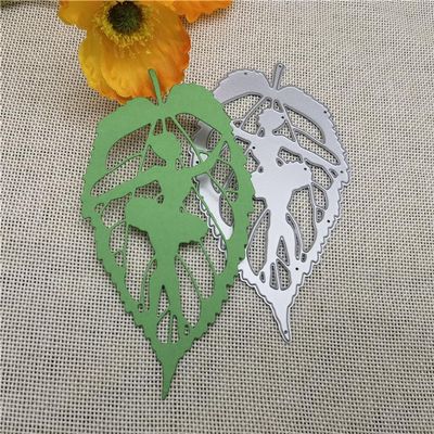 Cutting Dies Stencil,6.6x12.2cm Dance Fairies on Green Leaves Metal Cutting Dies Embossing Decoration Craft