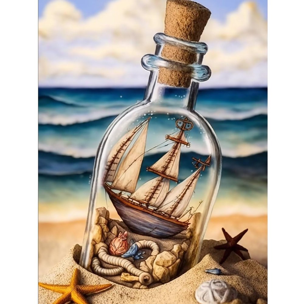 Sea Beach Diamond Painting Kits for Adults Beginners - 5D Full Drill Starfish Shell Round Diamond Art Kits DIY Diamond Dots Paintings with Diamonds Gem Art Picture Crafts Home Decor 18x25 inch