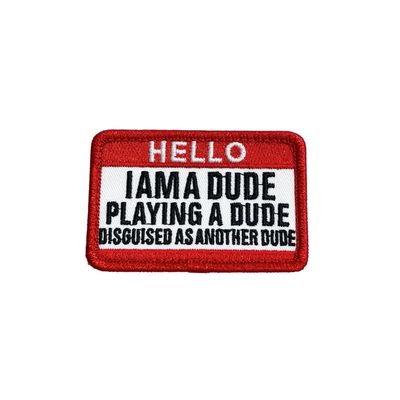 DoLife Attached USA Made Just A Dude Hook and Loop Patch, Funny Meme Embroidered Patches, Tactical Military Morale Patch with Hook Fastener Backing, Cute Applique Accessories for Backpacks
