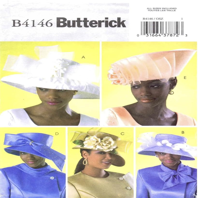 Butterick B4146 Misses' Derby & Fashion Hats Sewing Patterns
