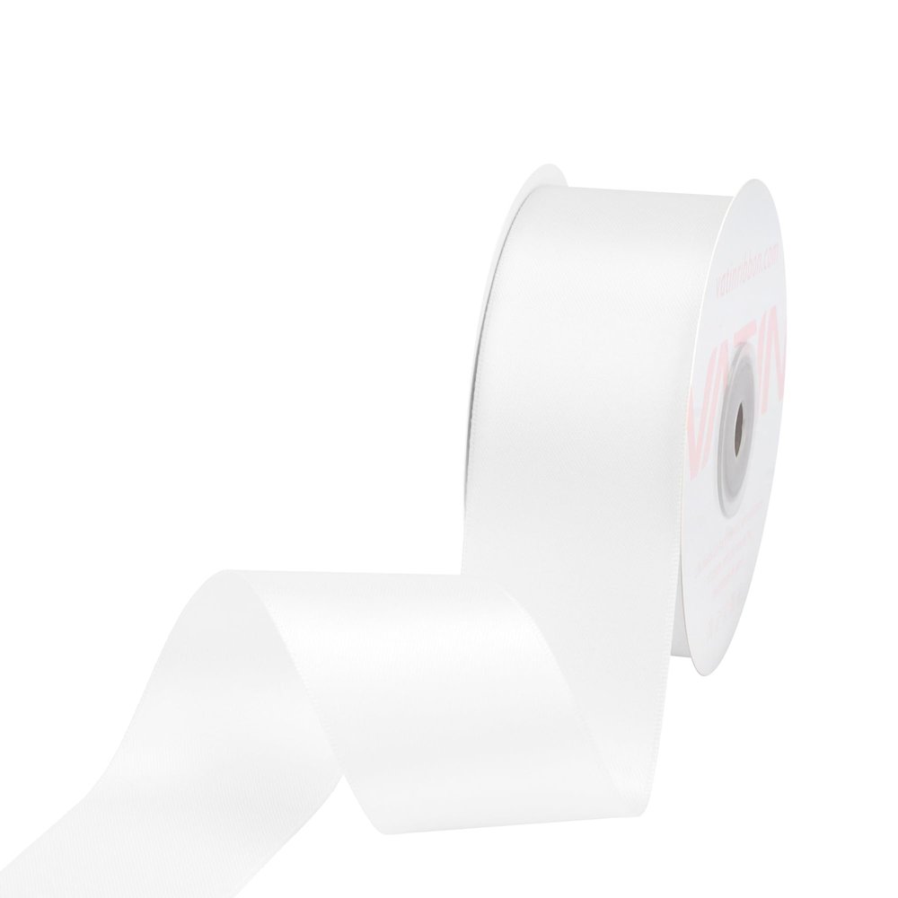 VATIN Double Face White Satin Ribbon 1-1/2" Continuous 25 Yards,White Polyester Fabric Ribbon use for Bows Bouquet, Gift Wrapping, Floral Arrangement Wedding Decoration