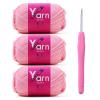 Sekafris Crochet Yarn with Cotton - Chunky Yarn for Crocheting - Cotton-Nylon Blend (Pink) view 1