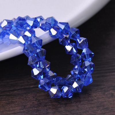 HXSCOO AB Plated Bicone Faceted Crystal Glass Loose Spacer Beads Lot Colors 3mm 4mm 6mm 8mm for Jewelry Making DIY (Color : Blue AB, Size : 4MM-100PCS)