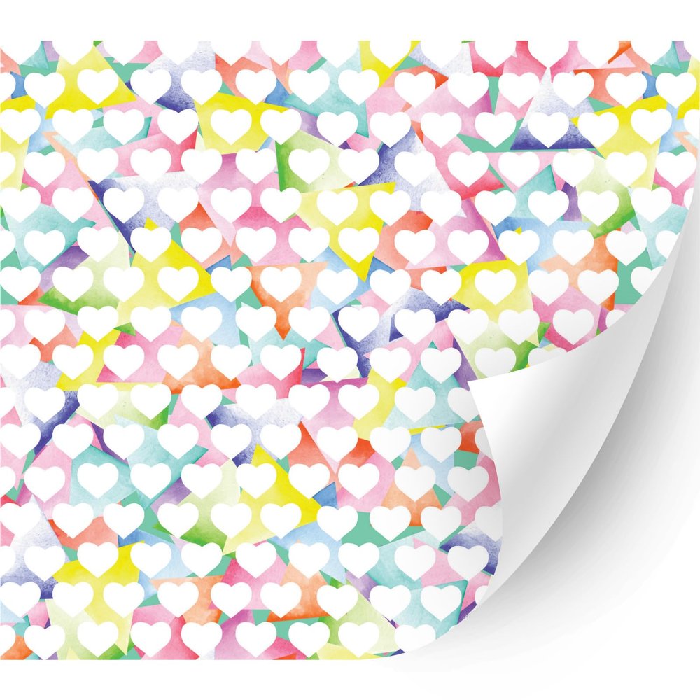 HTV4U Puff Pride Rainbow Heat Transfer Vinyl (Watercolor Hearts, 12" x 1 Yard) - Patterned 3D Heat Press Paper, Design Printed Patterns for Special Event DIY