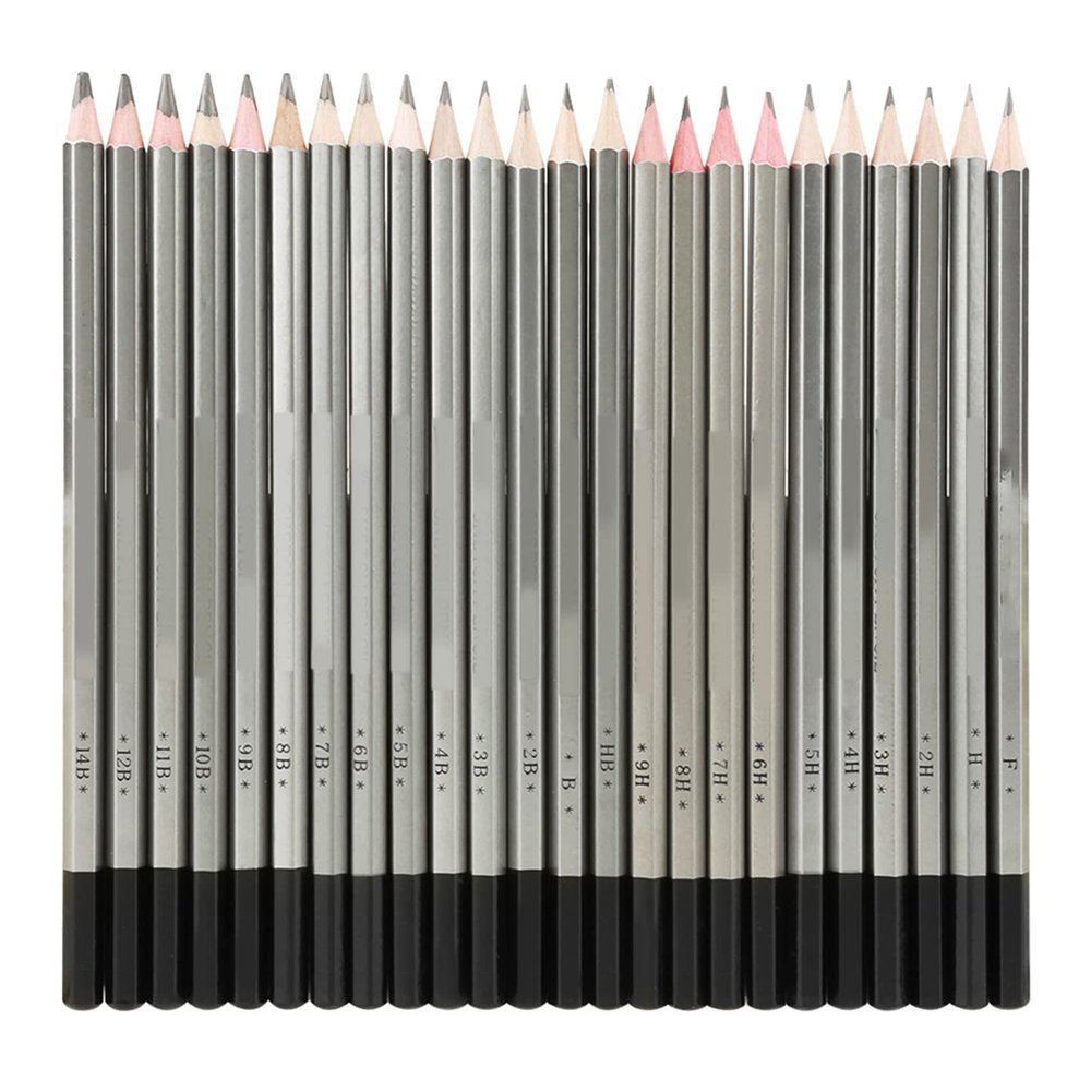QANYEGN 24Pcs Ding Pencil Set, Sketch Art Graphite Pencils, Wood Charcoal Ding Set, Colored Paint Pencil Kit for Artists