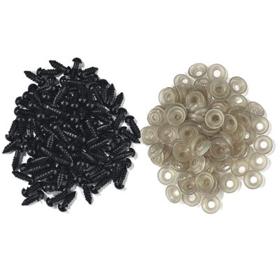 Queenbox 100pcs 6mm Plastic Safety Eyes Screw with Washers, Round Animal Eyeball Amigurumi Craft Making for Crochet Teddy Bear, Black