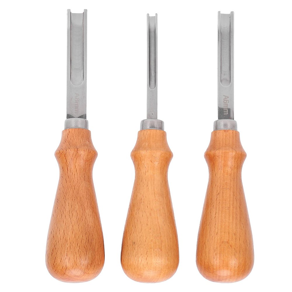 MUNEFE 3Pcs Leather r, Leather Bevel Cuer, Professional Trimmin Workin Kit for Craft Cuin with Wooden Handle