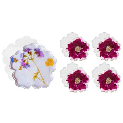 Tissting 5 Pcs Resin Coaster Mold 34cm/12cm Flower Agate Shape Tray Cup Mats Silicone Mold Epoxy Resin Casting Molds for DIY Arts Crafts Home Decoration