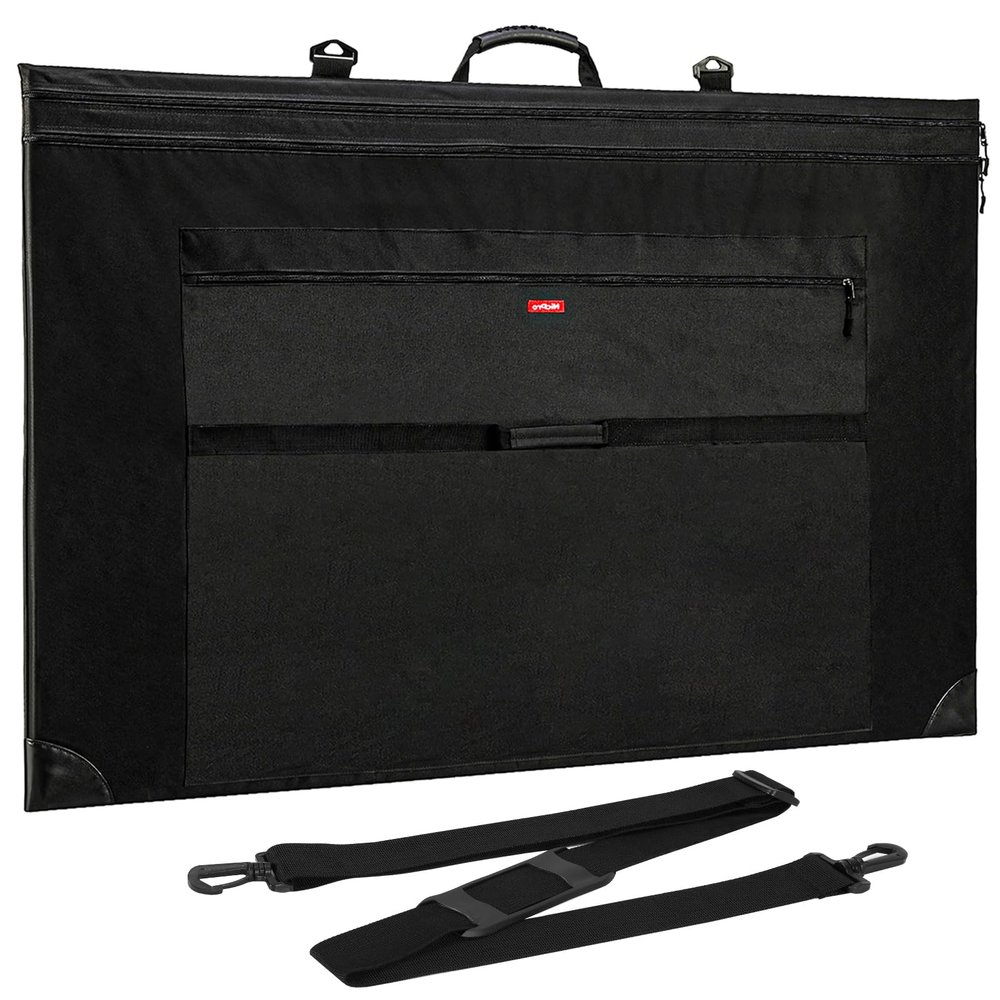 Nicpro Light Weight Art Portfolio Bag, 36 x 48 Extra Large Art Portfolio Case with Detachable Shoulder Strap, Leather Corners, Carrying Storage Case for Artwork, Canvas, Poster, Sketching, and Drawing