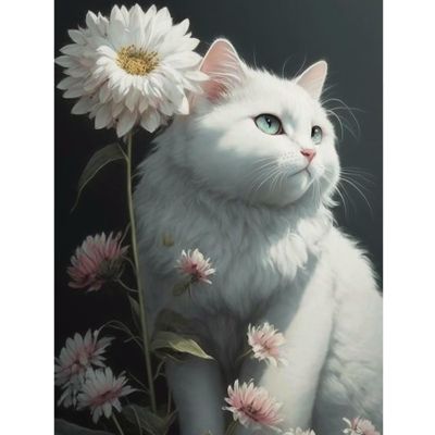 CoHraeu Flowers Diamond Painting Kits for Adults Kids Beginners Round Full Drill Cat and Butterfly Gem Art with Diamonds 5D DIY Home Wall Decor Gifts 12x16 inch