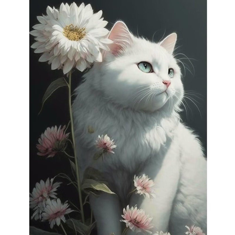 CoHraeu Flowers Diamond Painting Kits for Adults Kids Beginners Round Full Drill Cat and Butterfly Gem Art with Diamonds 5D DIY Home Wall Decor Gifts 12x16 inch