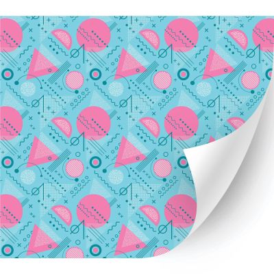 HTV4U Puff Abstract Oil Painting Heat Transfer Vinyl (Shapes of The 80s Blue, 20" x 1 Yard) - Patterned 3D Printed Heat Press Paper, Iron on Vinyl, Graphic Design for T-Shirt
