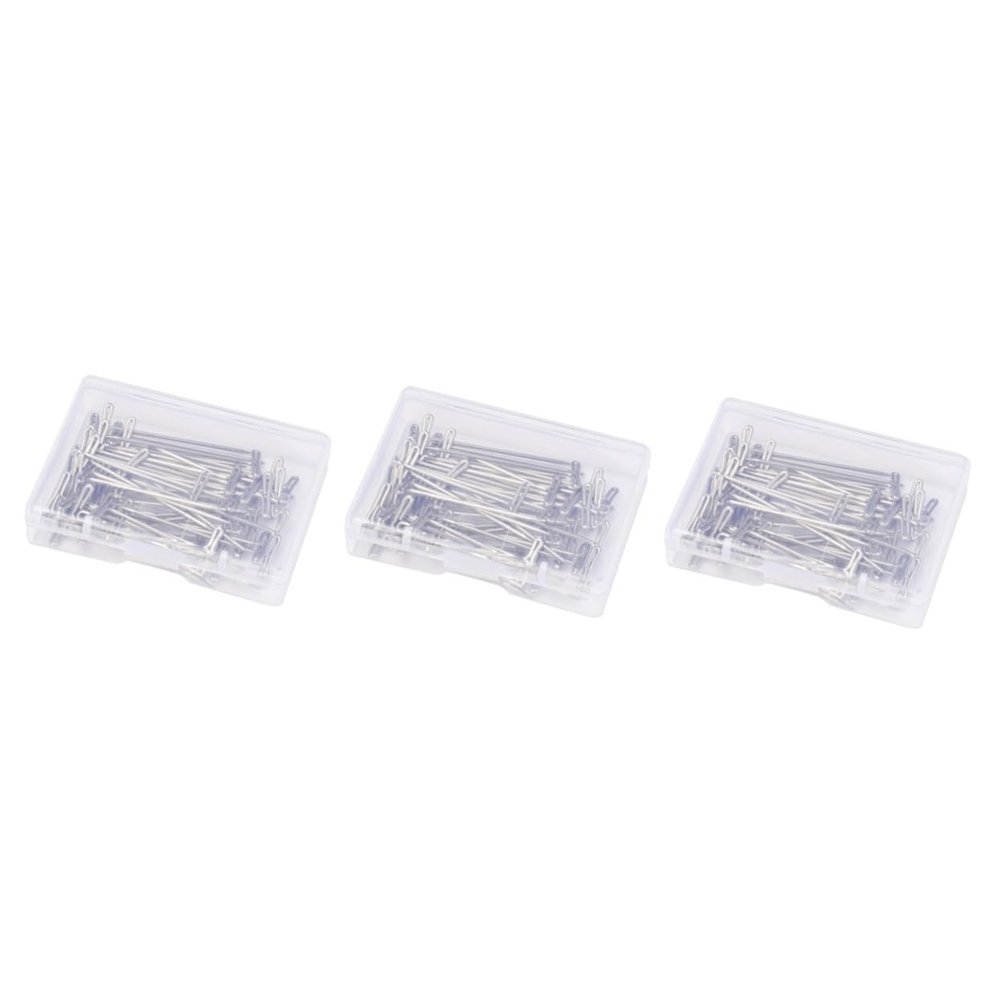 EXCEART 150pcs Stainless Steel T- Wig Making Convenient Plastic Storage Box for Sewing Blocking Knitting Crafts and Tailoring Projects