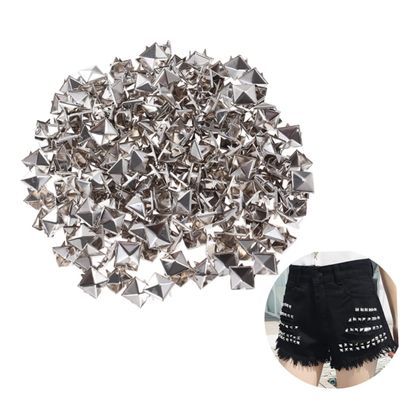 EXCEART 200pcs Silver Square Rivet Metal for Punk Clothing Shoes and Accessories Stylish Spikes for Craft Projects and Decor