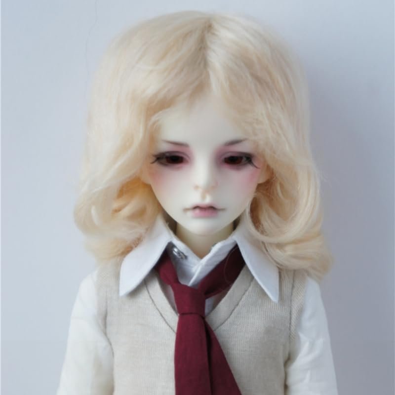 Doll Wigs Only! JD044 Mid Long Magic Curly Mohair BJD Doll Wig (7-8inch, Blond)