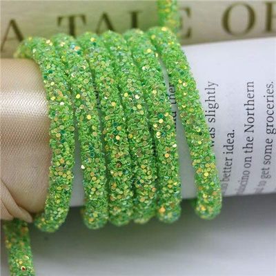 Glitter Sequins Rope 6Mm Soft Tube Rope String for Clothing Shoes Accessories DIY Crafts Jewelry Party Bracelet Making Material - (Color: Fruit Green)