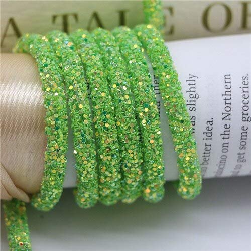Glitter Sequins Rope 6Mm Soft Tube Rope String for Clothing Shoes Accessories DIY Crafts Jewelry Party Bracelet Making Material - (Color: Fruit Green)