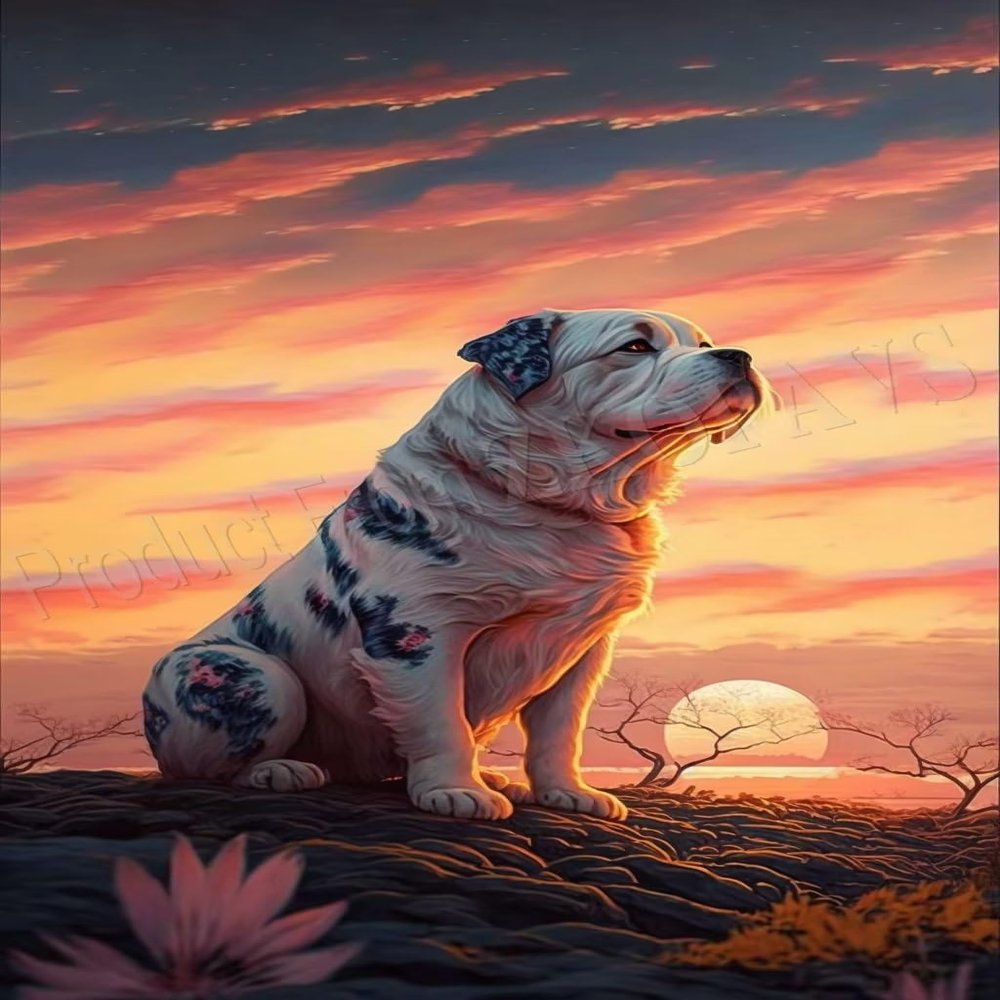 ZKOPAVS Diamond Painting Kits for Adults Dogs and Sunsets Round Full Drill Art Kits By Number Kits Art Kits for Home Wall Decor 16X20 Inch
