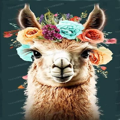 RMSGOZO 5D Flower Alpaca Diamond Painting Kits - Animal Diamond Art for Adults, Full Round Gemstone Crystal Cross Stitch Kit, for Wall Decor Bedroom Decor or Gifts (8 X 12 Inch)