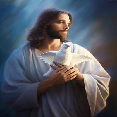 Christmas Gift Jesus Peace Bird Religious God 5D Diamond Painting Kits by Number for Adults Diamond Art Full Round Drill Kits for Home Wall Decor Gifts for New Year's Day Valentine's Day 12x16 inch