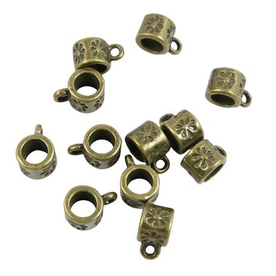 100 PCS Antique Bronze Tone Jewelry Making Charms Findings Suppliers X3GA6S Apple Bead Bail Cord Ends