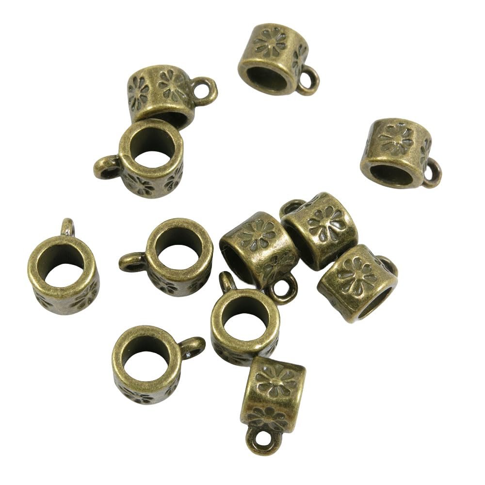 100 PCS Antique Bronze Tone Jewelry Making Charms Findings Suppliers X3GA6S Apple Bead Bail Cord Ends