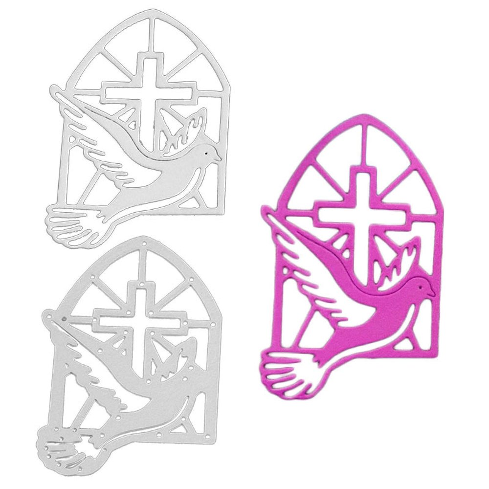 Cutting Dies Stencil,5x7.7cm Pigeon Cross Metal Cutting Dies Peace Dove Die Cut Stencils Album Decorative Embossing Handcraft Cutting Dies