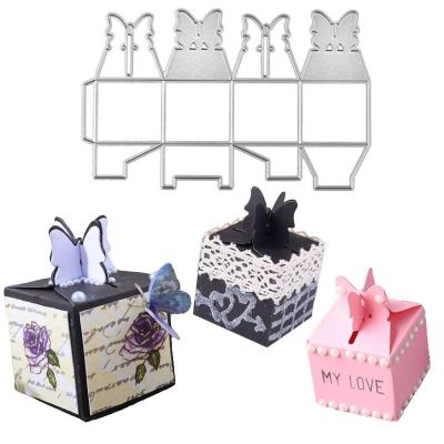 Cutting Dies Stencil,15.1x9.7cm Gift Box Metal Cutting Dies Stencils Butterfly Wedding Baby Shower Decor Paper Album Cards Embossing Crafts