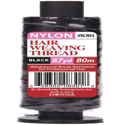DONNA HAIR WEAVING THREAD NYLON 87YD, Hair Weaving Thread Hair Extension Kit, Weaving Thread for Making Wig Sewing Hair, 1PC (80M) BLACK