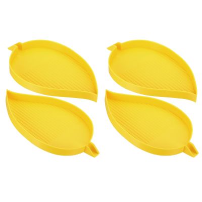 PATIKIL 2pcs Diamond Painted Tray, 15x9cm Diamond Art Trays Leaf Bead Rhinestone Sorting Tray Organizer Large Plate Craft Tool, Yellow