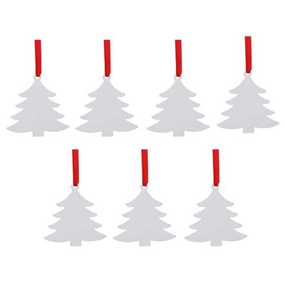 7 Pack Aluminum Sublimation Ornament Blanks for Pendants 3.2 Inch Double Sided Sublimation Christmas Tree with Ribbon for DIY Crafting Blanks (7 Pack Christmas Tree Shape)