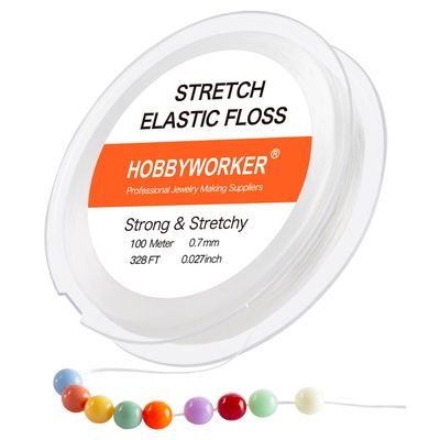 Hobbyworker Elastic Stretch Bracelet String Cord for Jewelry Making and Bracelet Making White