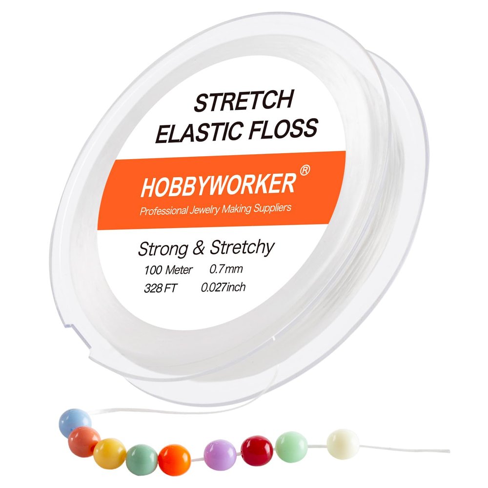 Hobbyworker Elastic Stretch Bracelet String Cord for Jewelry Making and Bracelet Making White