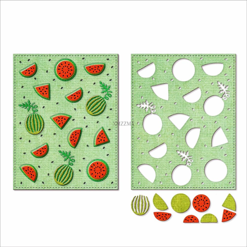 XMZZMX Fruit Watermelon Background Board Metal Cutting Dies for Card Making, Paper Embossing Die-Cuts Kit Storage Pockets Supplies, Scrapbooking Stencils
