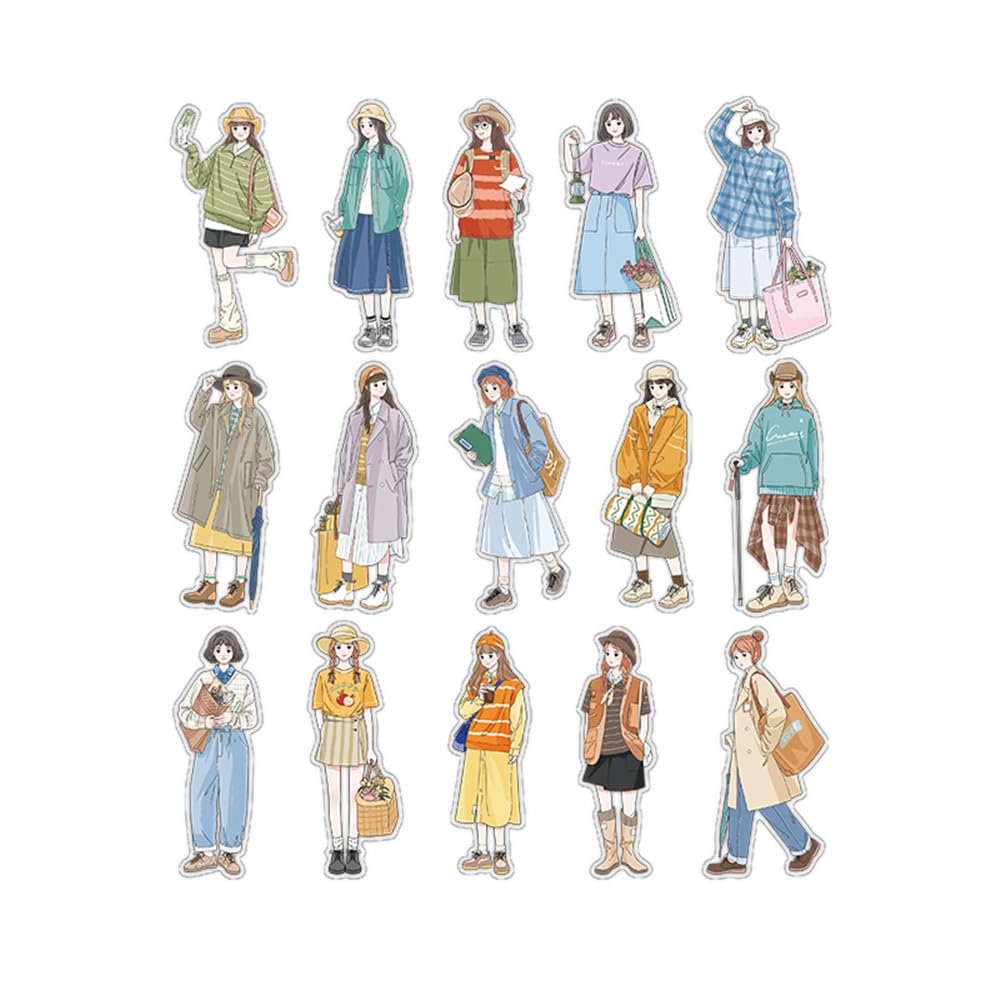 ZXMNBH Stickers for Scrapbooking Kit Galaxy Girl Aesthetic Paper Diary Planner Junk Journaling Decorative Supplies 30 Pcs/Pack