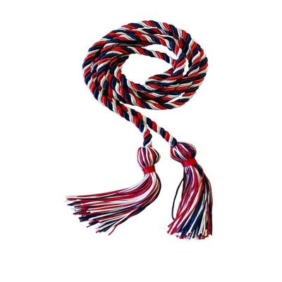 Intertwined Graduation Honor Cords - Color Combo of Red, Navy Blue and White