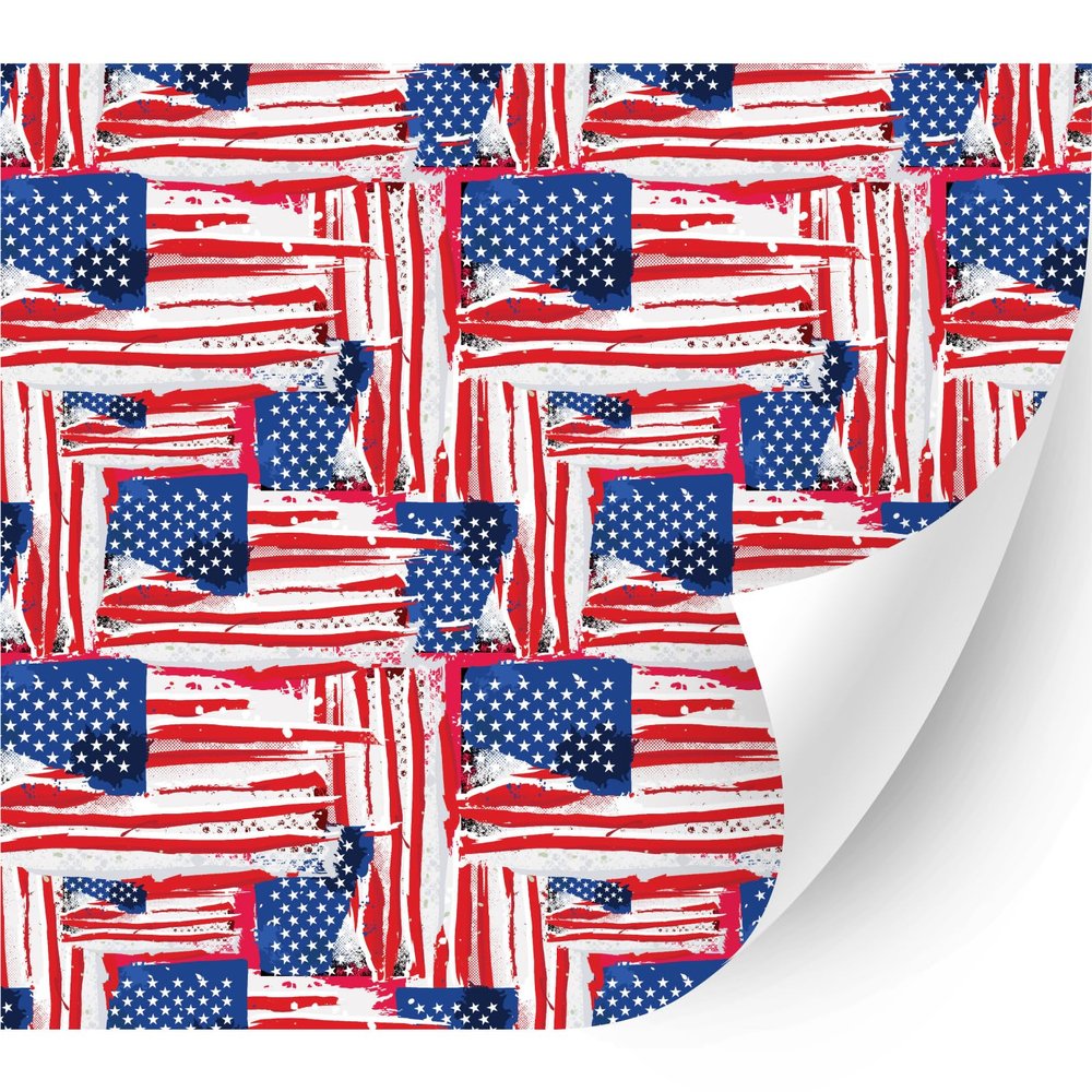 HTV4U American Theme Patterned Heat Transfer Vinyl (Brushed USA Flag, 13.5" x 5 Yards) - USA Printed Iron on Vinyl, Heat Press Transfer Paper for T-Shirt