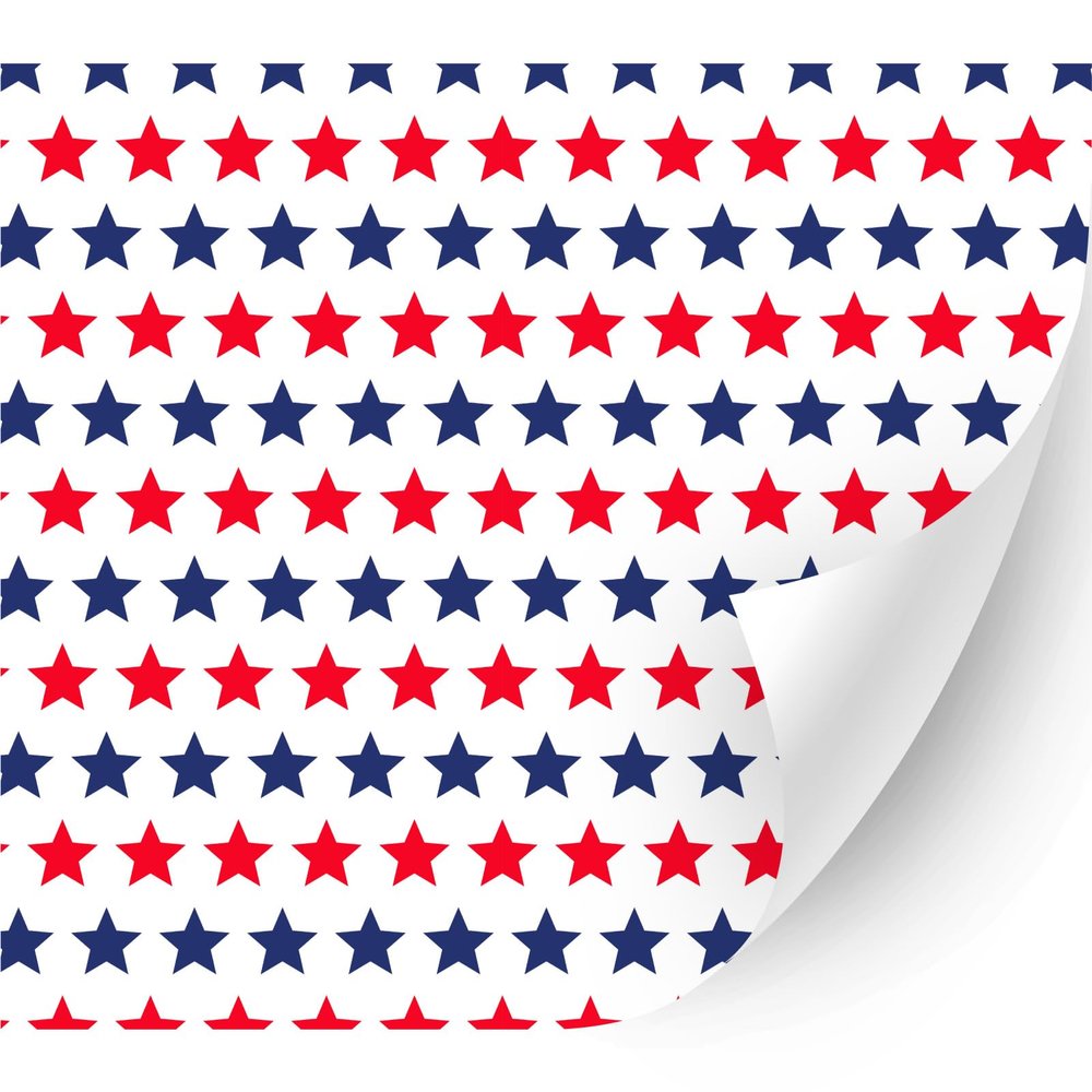 HTV4U American Theme Patterned Heat Transfer Vinyl (Red and Blue Stars, 13.5" x 1 Yard) - Iron on Vinyl, Heat Press Machine Transfer Paper, USA Printed Patterns for DIY