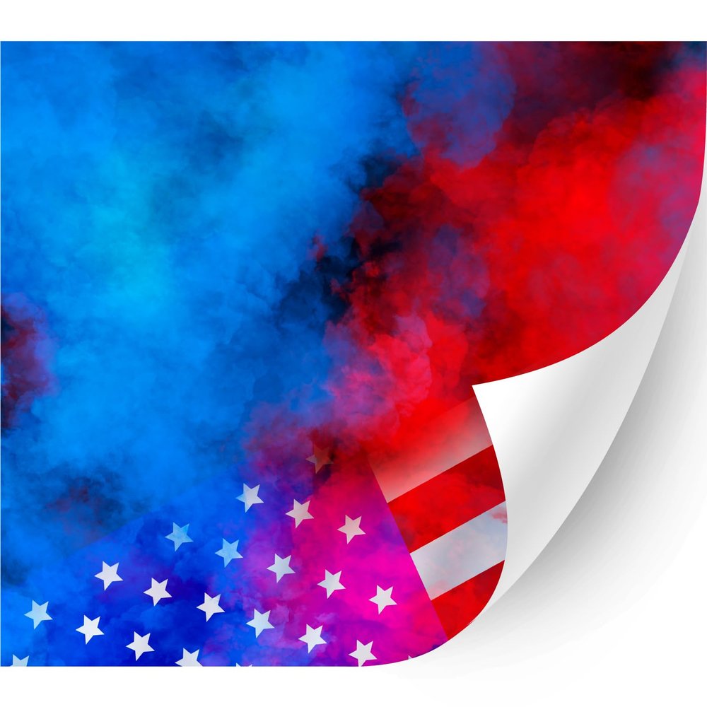 HTV4U American Theme Patterned Heat Transfer Vinyl (Colorful Smoke US Flag, 13.5" x 1 Yard) - USA Colorful Printed Heat Press Transfer Paper, Iron on Vinyl, Graphic Design