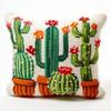 Latch Hook Kits Pillow Green Cactus Printed Canvas Cushion Crochet Yarn Needlework DIY Hook Latch Kit Embroidery Pillowcase Rug Cover Home Sofa Christmas Decoration 43x43cm(2) view 1