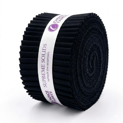 Jelly Roll (20 cuts) - Supreme Solids - Premium 100% Cotton Quilting Fabric - Designed by Choice Fabrics (Black)